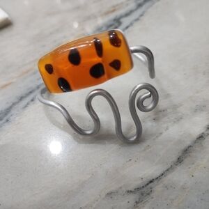 Glass statement and silver bracelet